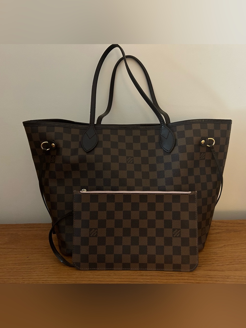Louis Vuitton Brown Damier Ebene Tote with Removable Pouch